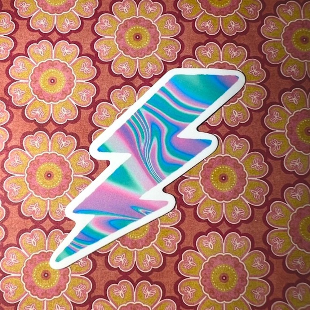 Lightning Retro Vintage Groovy Metallic Holographic Foil AESTHETIC  Sticker